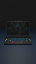 Notebook hacker compacto com detalhes Signal Blue