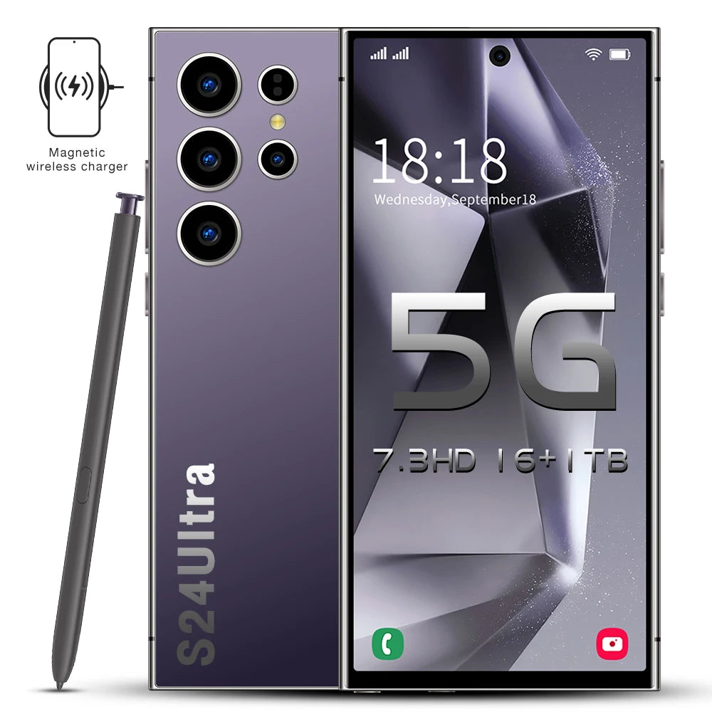 Global Version S24 Plus 16GB+1TB Large Memory Android Smartphones 7.3inch LTE/CDMA Cellular 108MP Rear Camera in English Spanish