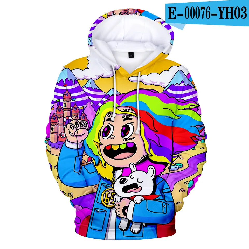 New Rapper Tekashi69 6ix9ine Tekashi 69 3D Print Women/men Hoodies Sweatshirts Harajuku Fashion Pullover Hooded Clothes