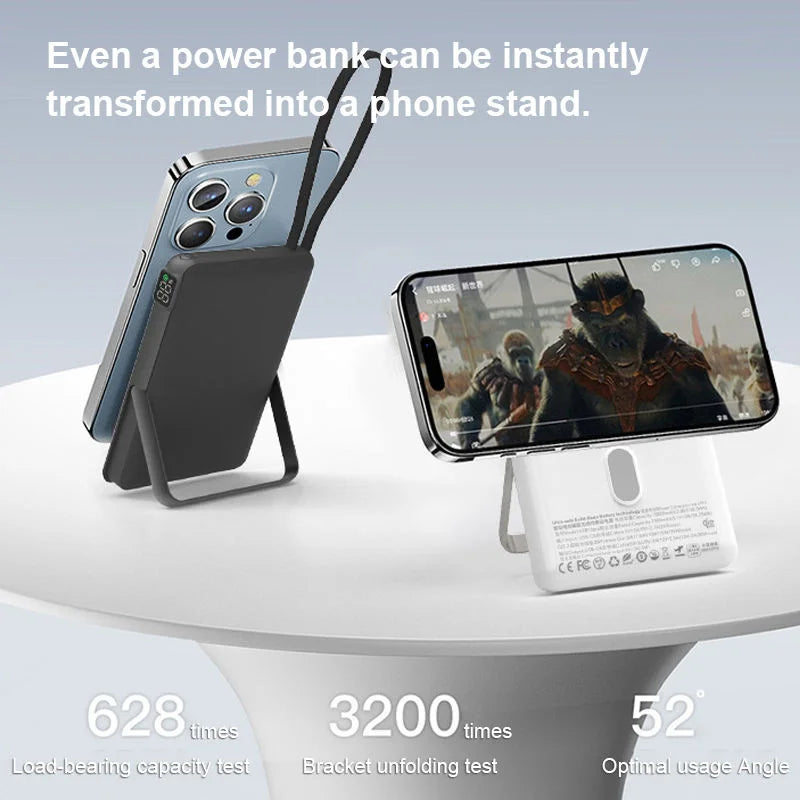 OEM ODM Fire-Resistant SSB Cell Type-C USB C Cable Q 25W Wireless Power Bank 10000mAh Portable Charger