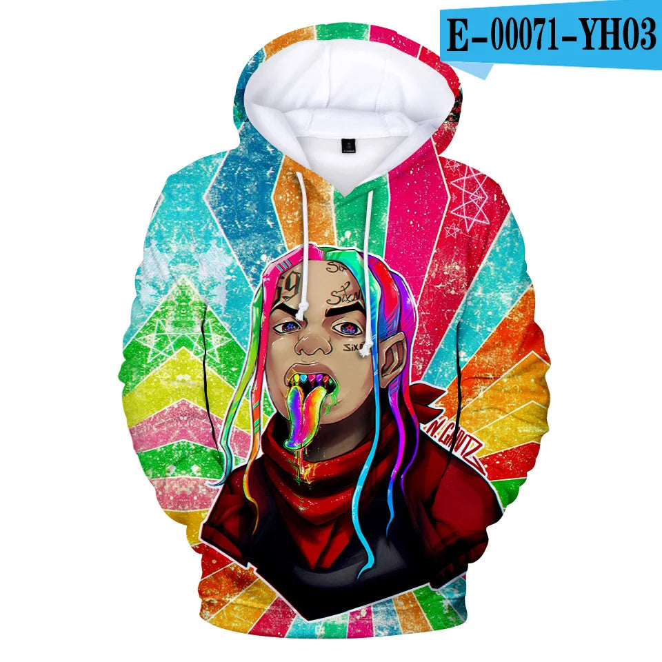 New Rapper Tekashi69 6ix9ine Tekashi 69 3D Print Women/men Hoodies Sweatshirts Harajuku Fashion Pullover Hooded Clothes