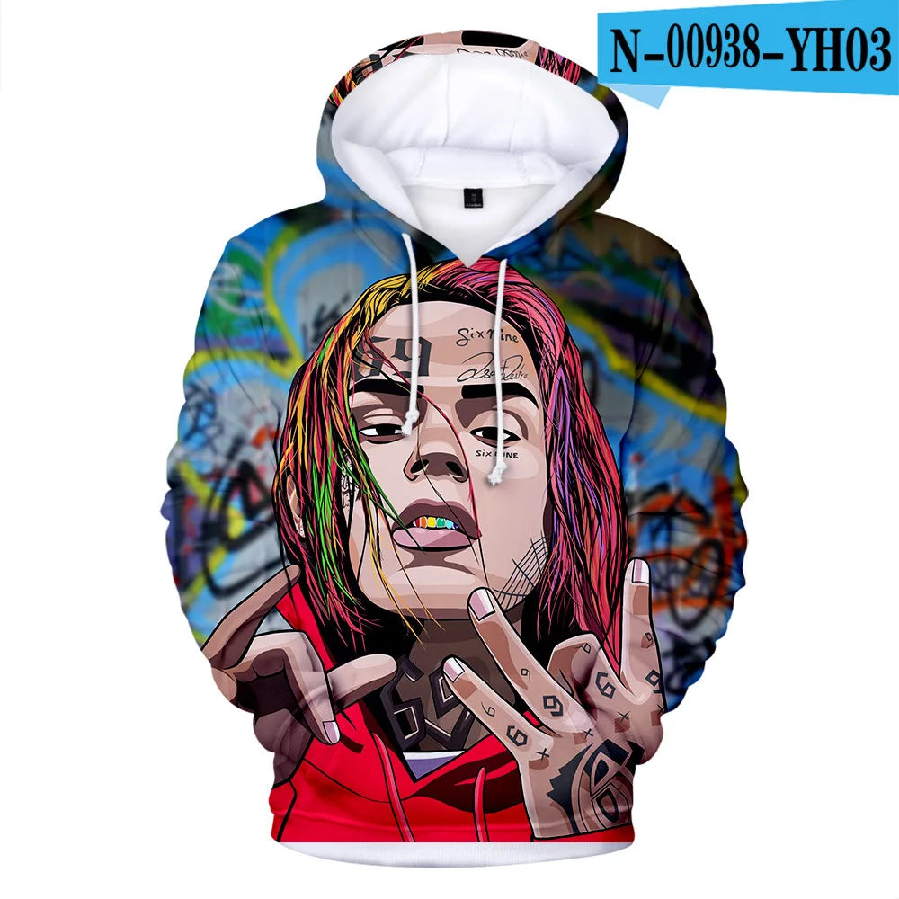 New Rapper Tekashi69 6ix9ine Tekashi 69 3D Print Women/men Hoodies Sweatshirts Harajuku Fashion Pullover Hooded Clothes