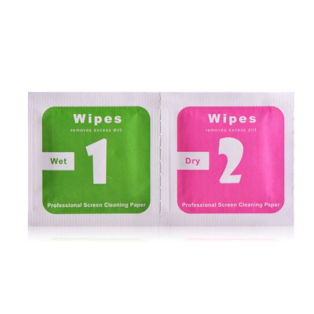 100pcs Tempered Glass Camera Lens Phone Screen Dust Removal Dry Wet Cleaning Wipes Paper tools Set alcohol pack for iPhone