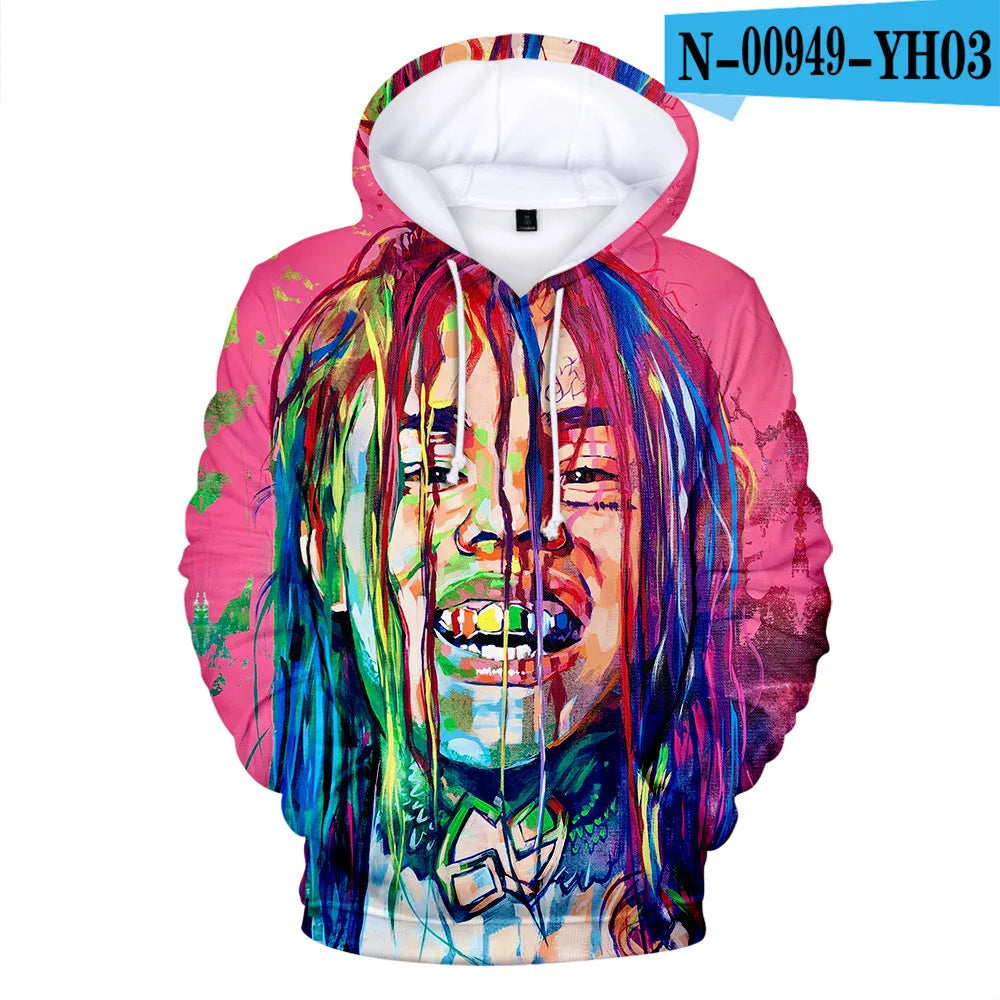 New Rapper Tekashi69 6ix9ine Tekashi 69 3D Print Women/men Hoodies Sweatshirts Harajuku Fashion Pullover Hooded Clothes