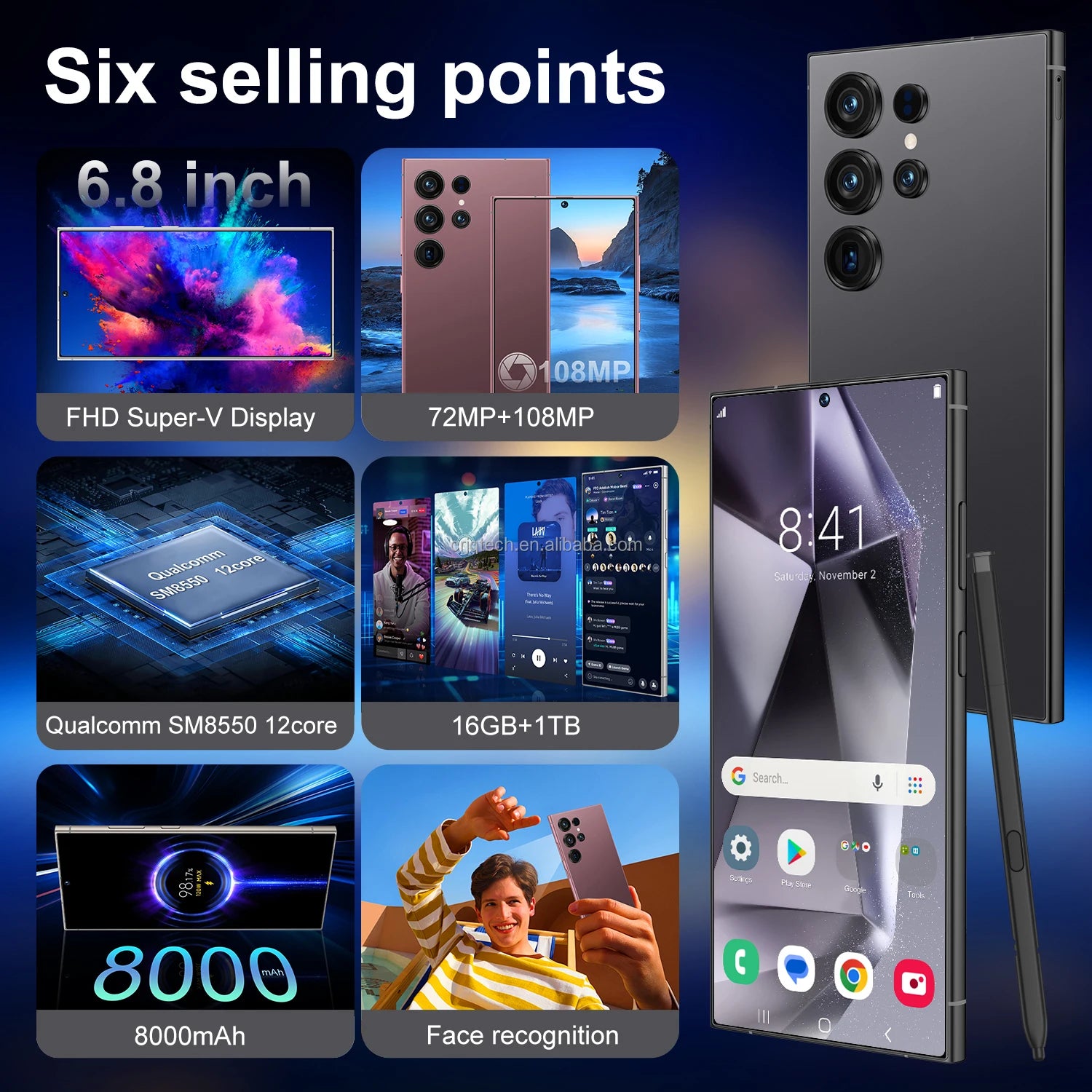 Unlocked 5G S25 Smartphone Deca Core 144Hz Ultra High Quality Dual SIM 16GB+1TB Storage French 108MP Gaming CDMA LTE Cellular