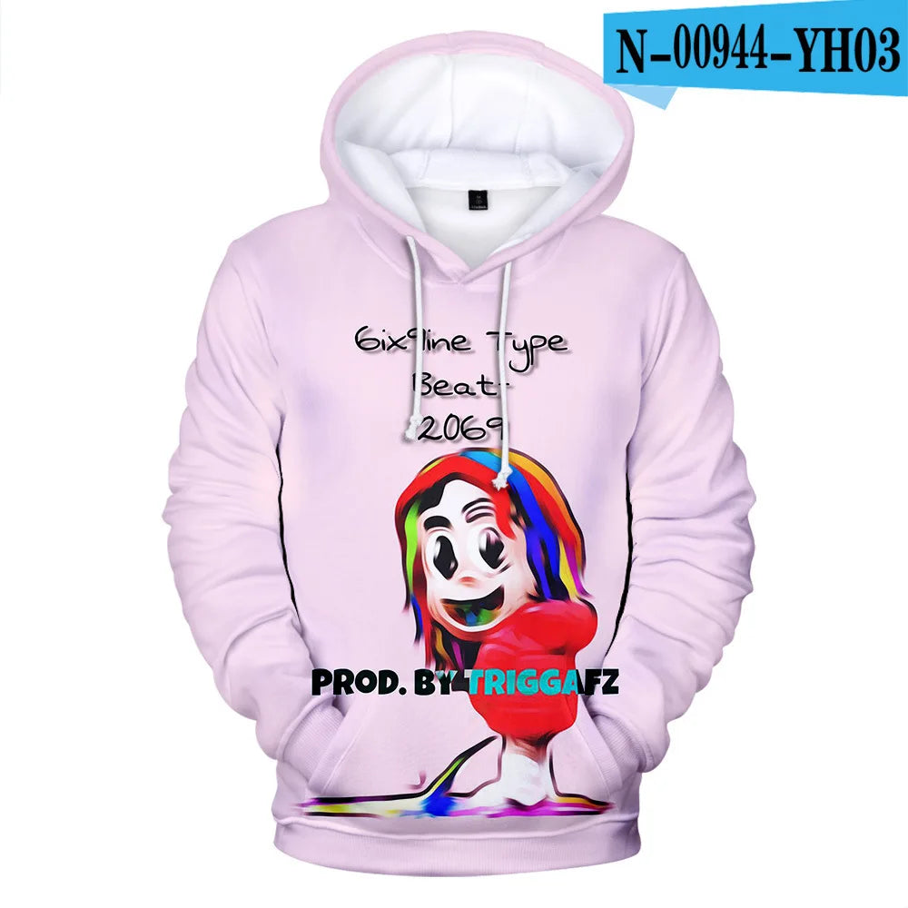 New Rapper Tekashi69 6ix9ine Tekashi 69 3D Print Women/men Hoodies Sweatshirts Harajuku Fashion Pullover Hooded Clothes