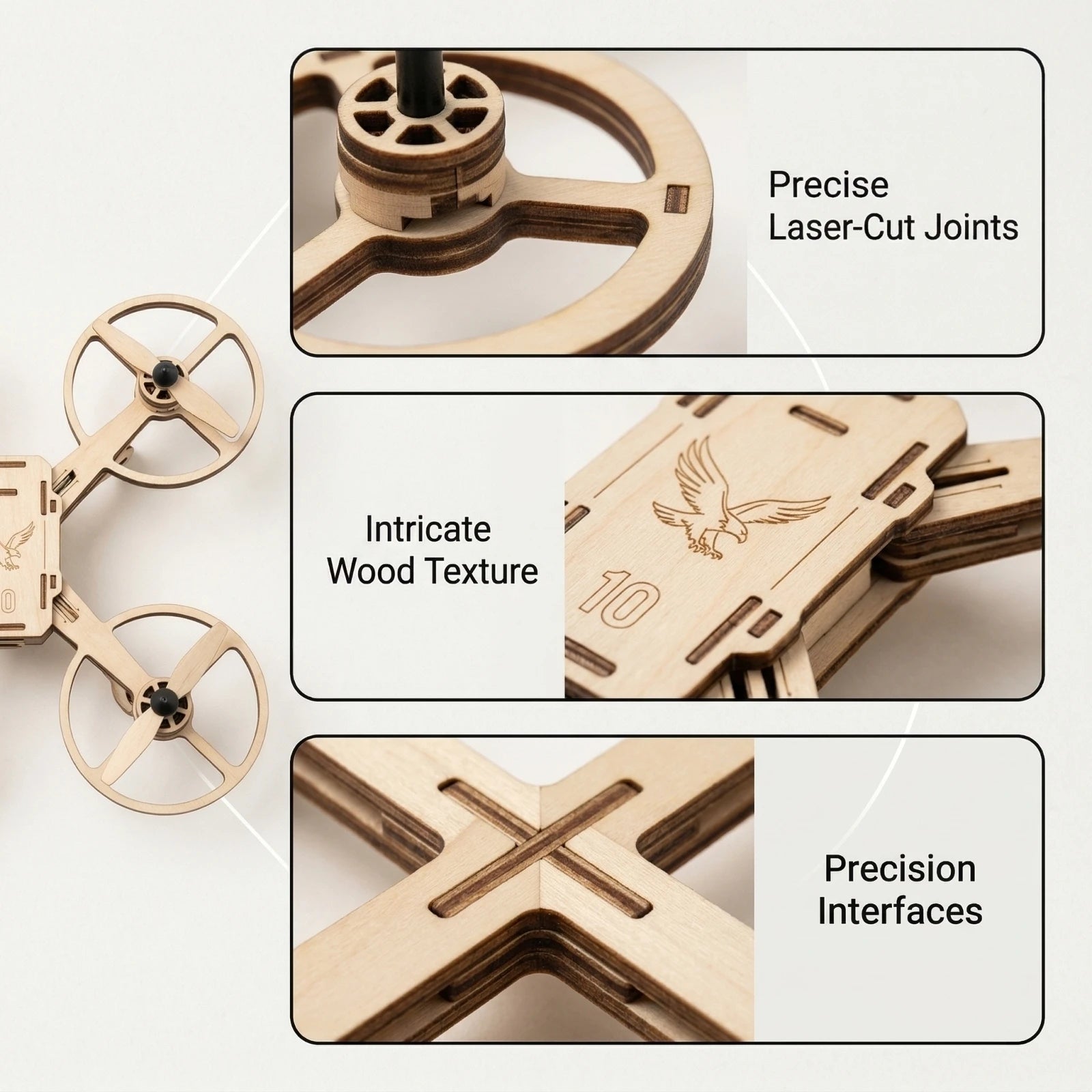 2026 Wooden Assembled DIY Quadcopter kit Drone Model School Science & Education Experiment Remote Control Aircraft Model Trainin
