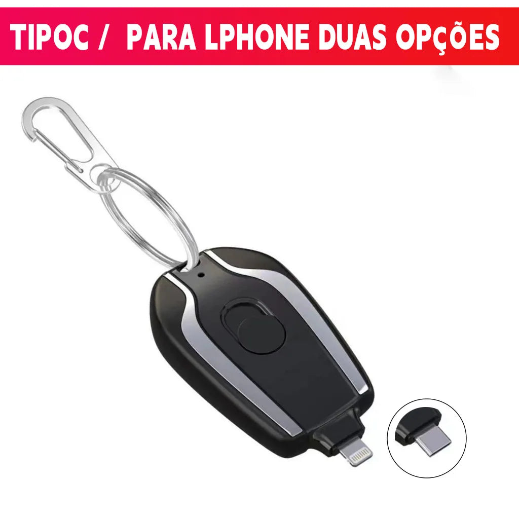 Power Bank Chaveiro 1500mAh Mini Carregador Portátil Recarregável Led Bateria Externa Para Emergência Celular