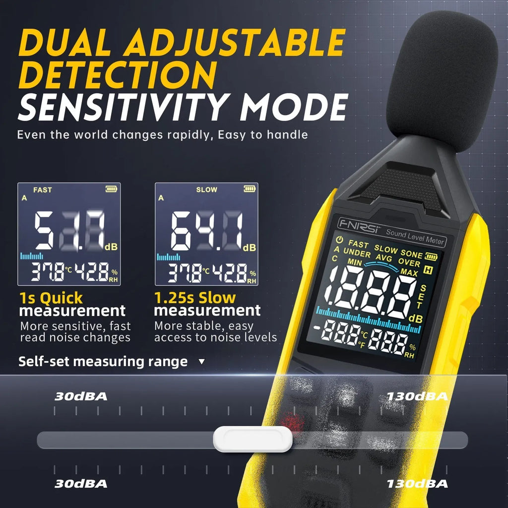 FNIRSI FDM01 Digital Sound Level Meter Audio Level Meter  Sound Meter Decibelimetro 30-130dB Decibel Meter Portable Noise Meter