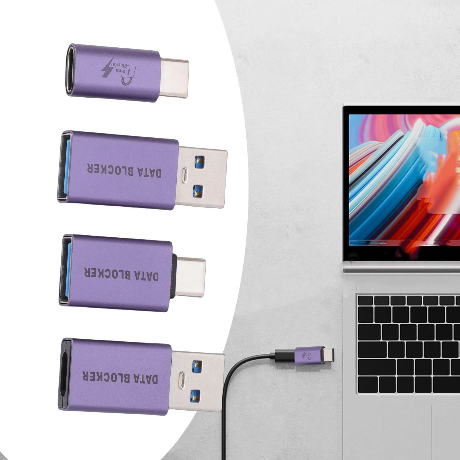 4 Pcs Data Blocker for Any USB Mobile Phone Quick Charging for Any USB Mobile Phone Quick Charging Data Blocking USB C Adapter