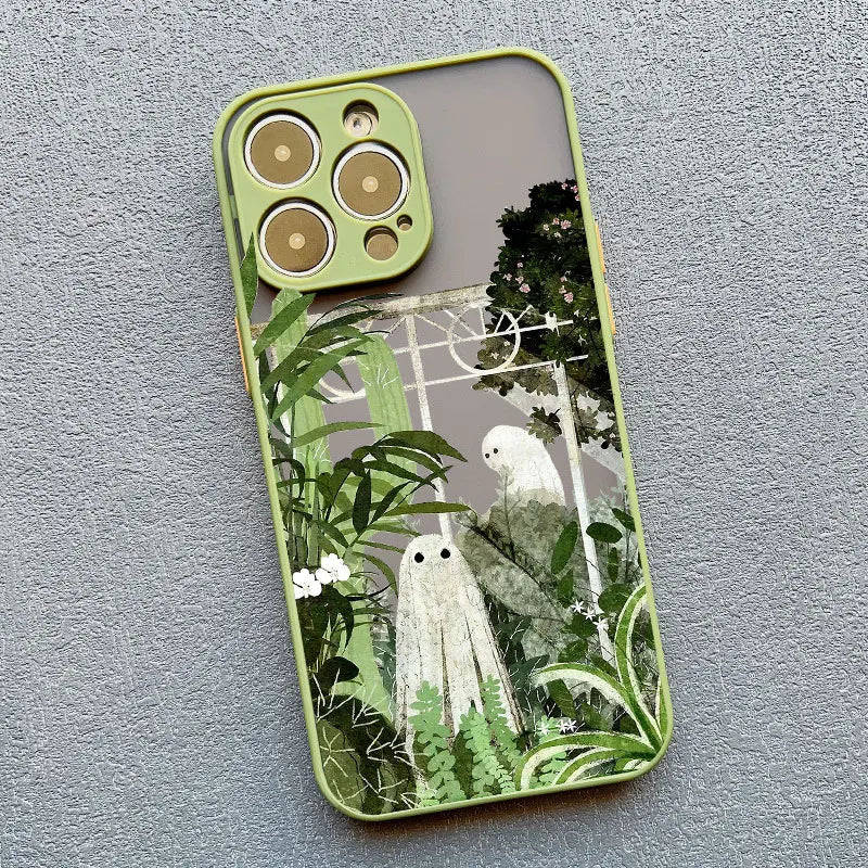 Case For iPhone 17 15 14 11 Pro Max 16 13 12 Mini Pro Max XS X XR 14 15 16 Plus Aesthetic Cute Ghost Art Shockproof Covers