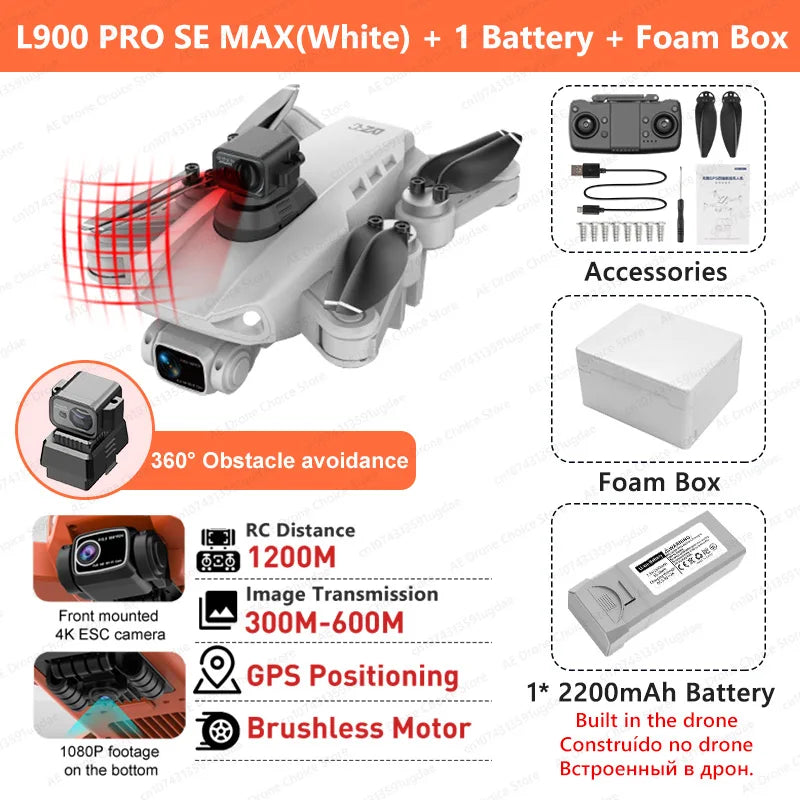LYZRC L900 PRO SE MAX GPS Drone 4K Professional Dual Camera Brushless 360 Obstacle Avoidance 5G WIFI FPV Foldable RC Quadcopter
