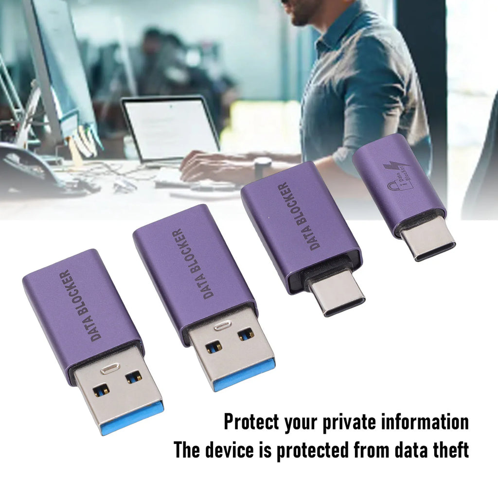 4 Pcs Data Blocker for Any USB Mobile Phone Quick Charging for Any USB Mobile Phone Quick Charging Data Blocking USB C Adapter