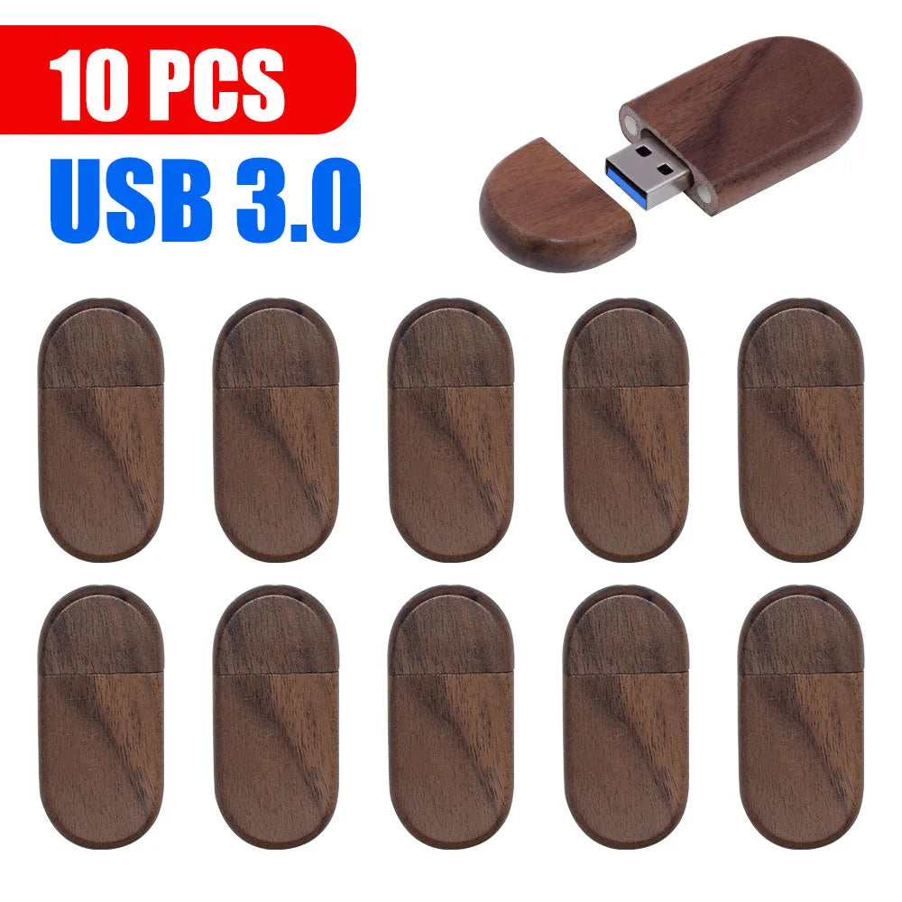 Free Logo 10PCS/LOT Wooden USB 3.0 Flash Drive 128GB High Speed Pen Drive 64GB 32GB Creative Gift Memory Stick U Disk for Laptop