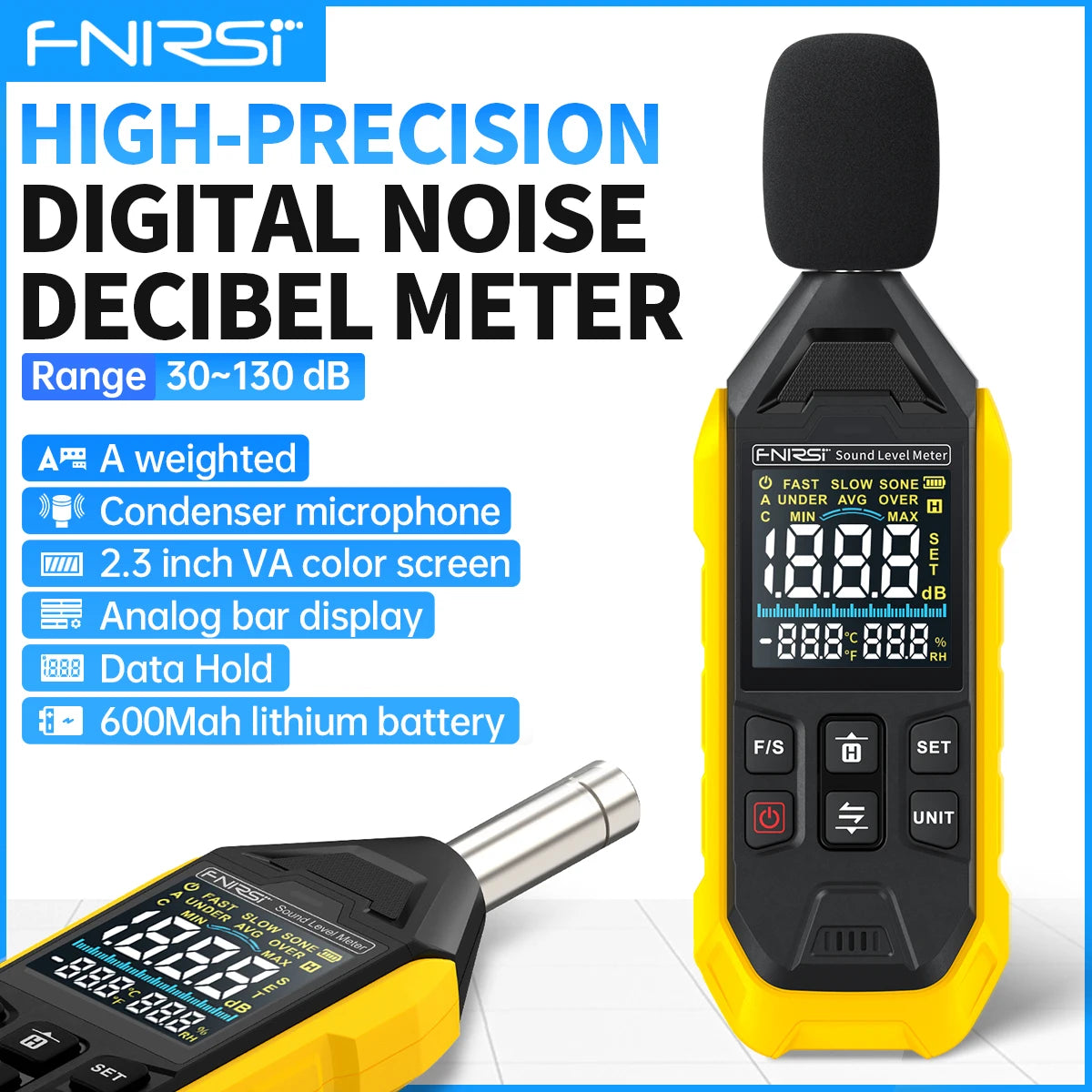 FNIRSI FDM01 Digital Sound Level Meter Audio Level Meter  Sound Meter Decibelimetro 30-130dB Decibel Meter Portable Noise Meter
