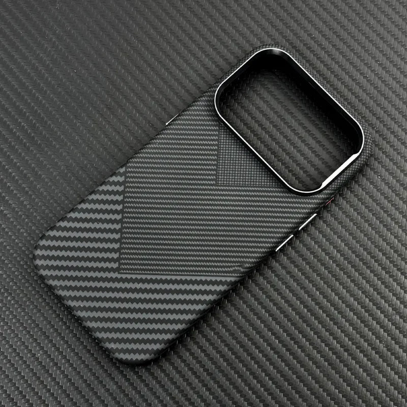 Carbon Fiber Texture Magnetic Armor Case For iphone 17 17Pro Max 16 Pro 15 14 13 Ultrathin Alloy Lens Wireless Charge Hard Cover