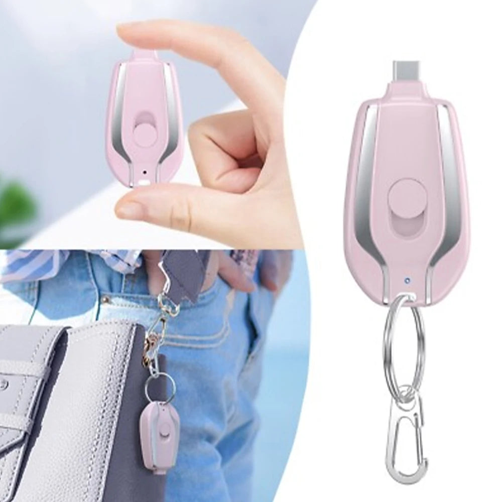 Power Bank Chaveiro 1500mAh Mini Carregador Portátil Recarregável Led Bateria Externa Para Emergência Celular
