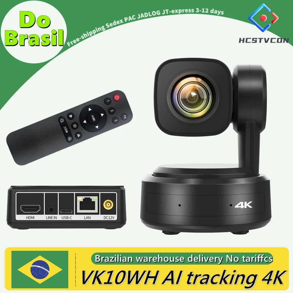 4K Webcam for PC 3X Optical Zoom AI Tracking PTZ Streaming Camera CMOS Sensor with 1/2.5 inch HDMI USB LAN 110° Wide Angle