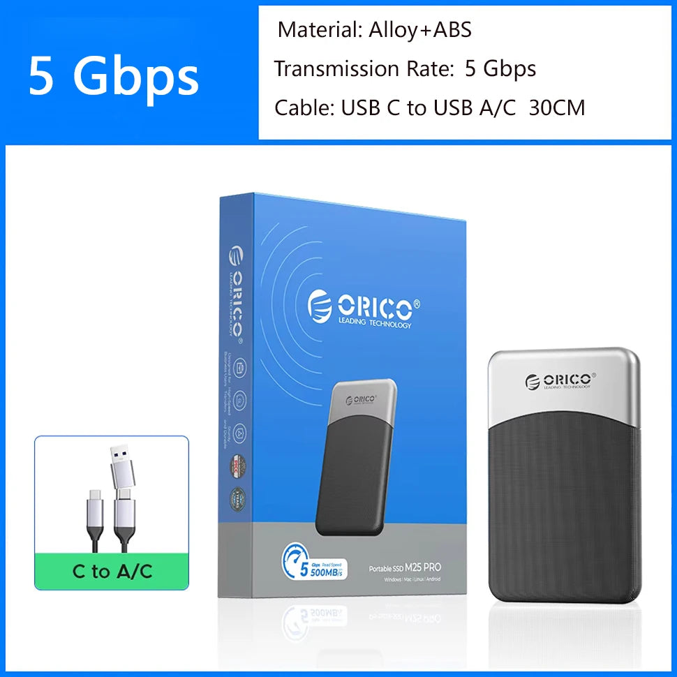 ORICO Portable SSD External Hard Disk 1TB 512GB Taichi Solid State Drive USB 3.2 Gen2 2.5"HD Type C PSSD for MateBook PC Laptop