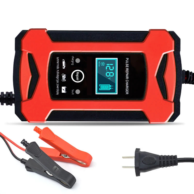 Cargador de Batería de Coche 2V 6A, Carga Rápida Inteligente, Reparación por Pulsos, Apagado Automático Completo, Modo Dual