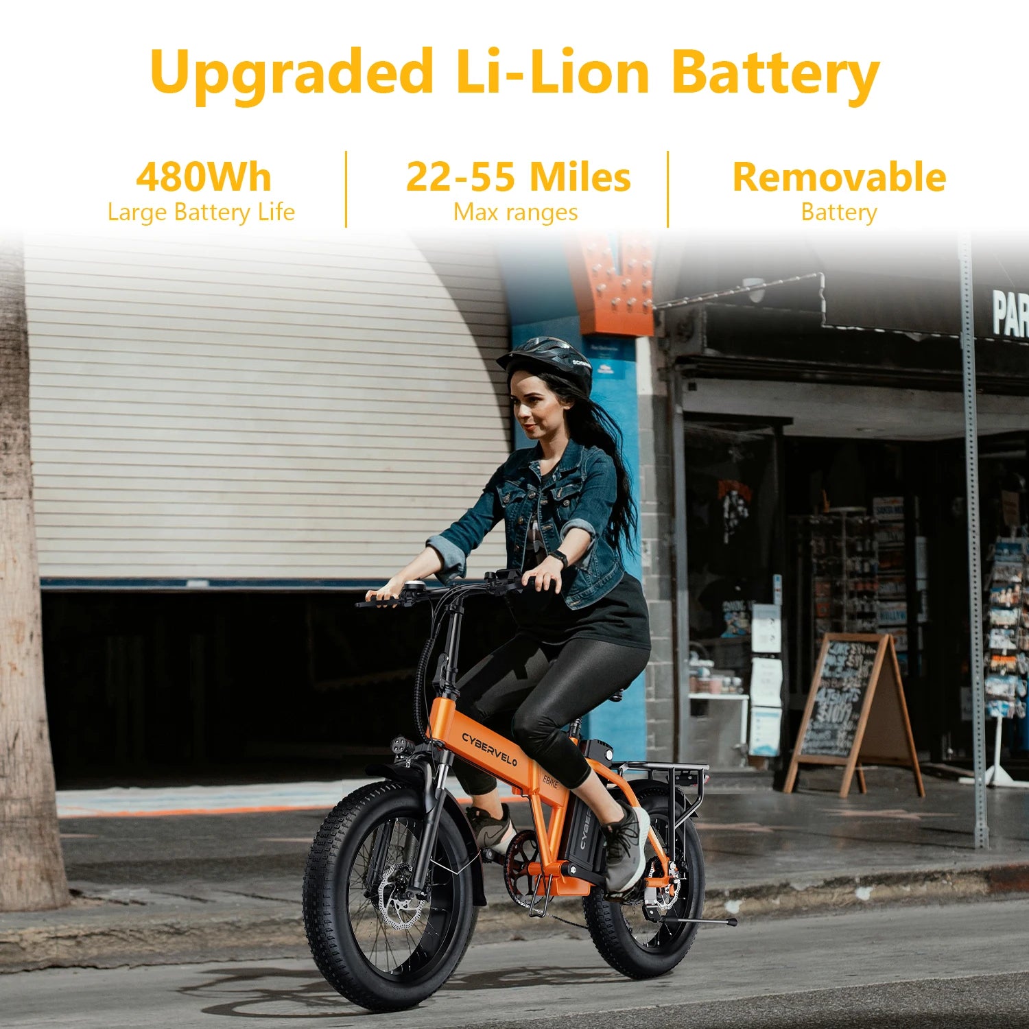 Cybervelo 1000W Peak Electric Bike for Adults Foldable 28+MPH 80Miles Removable Battery Fat Tire Off-road E-bike EK4 EK5 Mars700