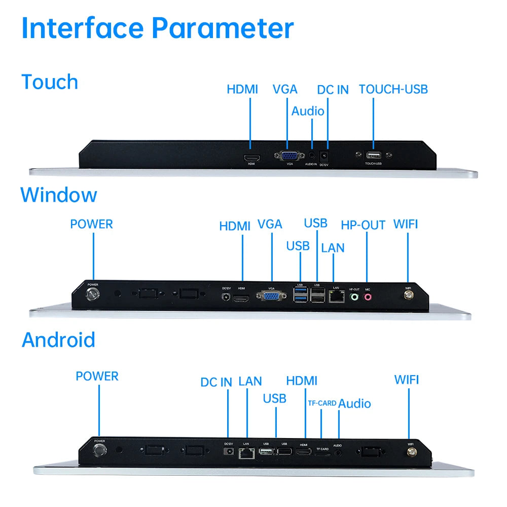 8 To 43 inch Wall mounted PCAP Multi Touch Screen Display Touchscreen Monitor Android 11/12/14 Tablet Industiral All In One Pc