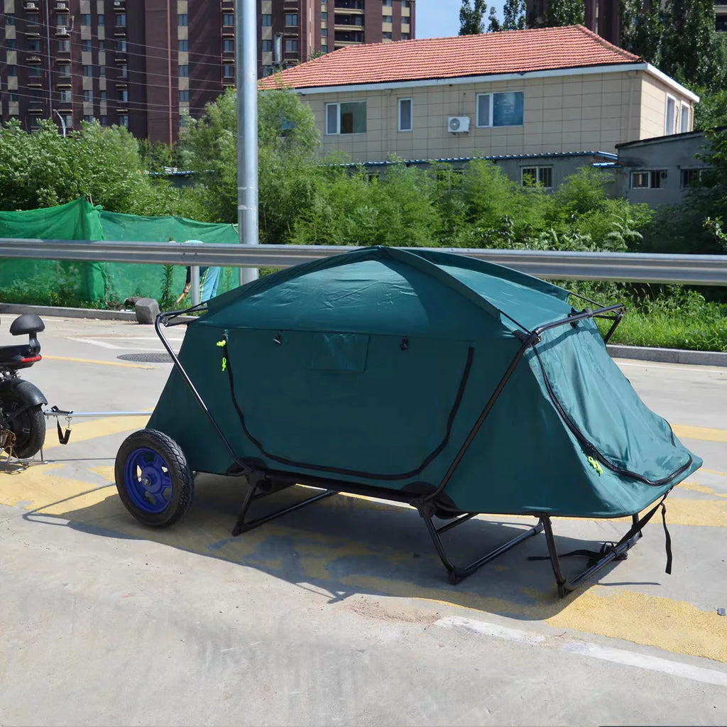 Bike Mountain Bike Camping Trailer, Outdoor Camper Vehicle, Cycling Camping Equipment Off-Ground Tent