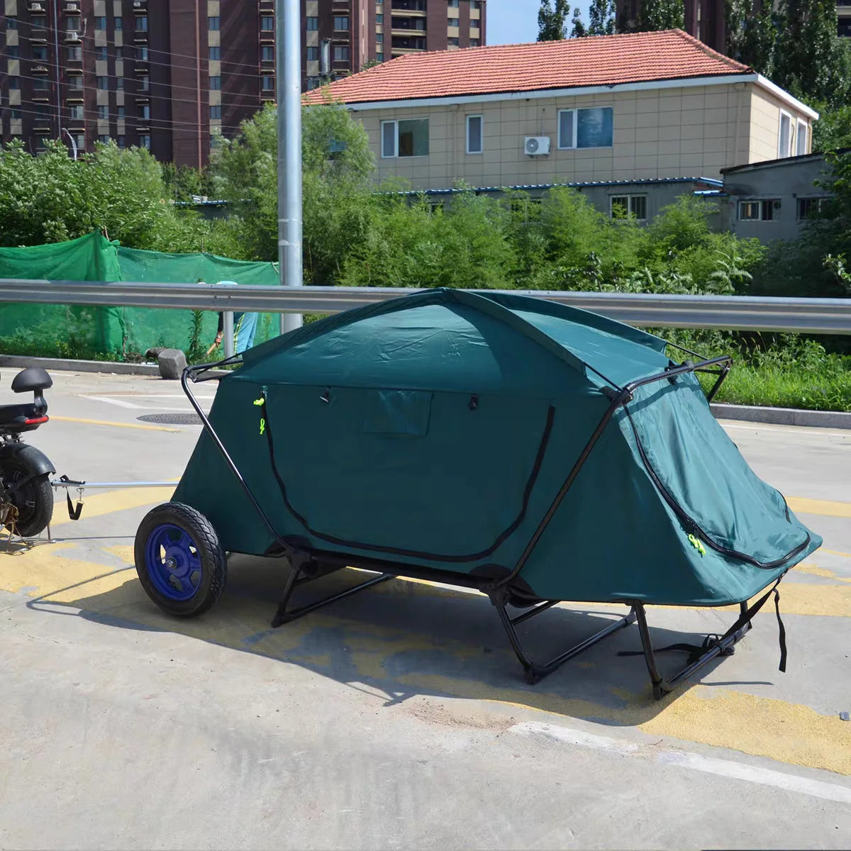 Bike Mountain Bike Camping Trailer, Outdoor Camper Vehicle, Cycling Camping Equipment Off-Ground Tent
