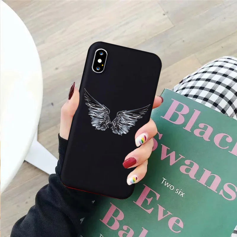 Abstract Art Line Love Heart Pattern Phone Case for IPhone 15 Pro MAX 14 13 12 7 XS 11 XR X 8 Plus SE2 Black Silicone Soft Cover
