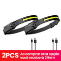 Lanterna de Cabeça LED Recarregável com Sensor de Movimento USB para Camping, Pesca e Emergência