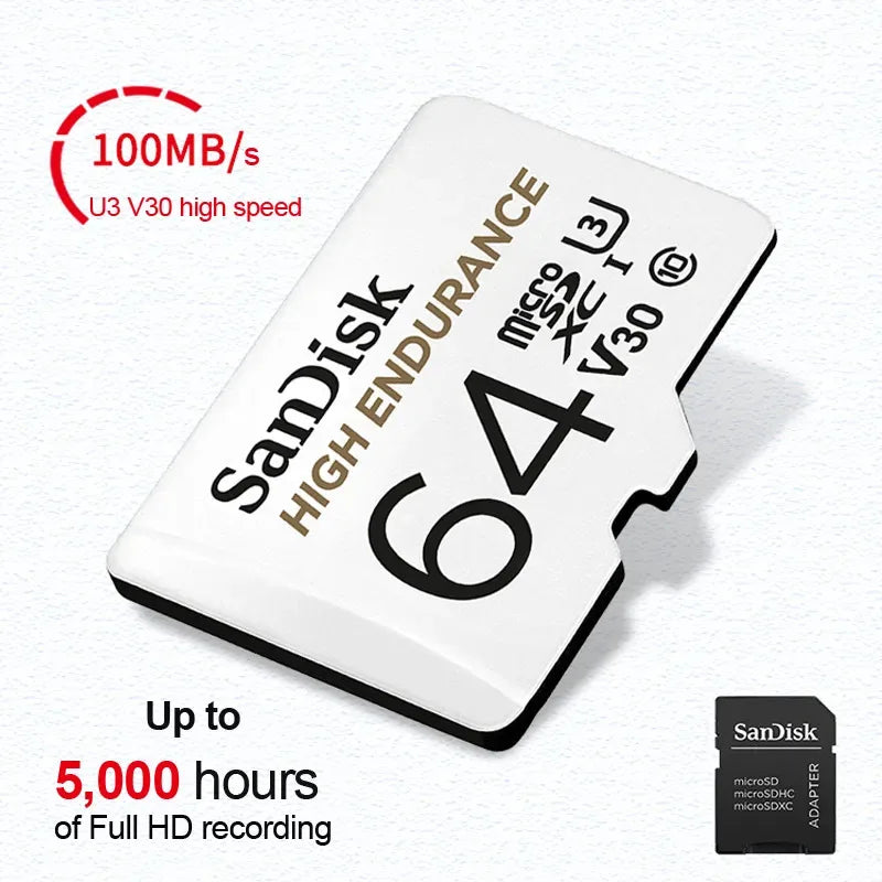 SanDisk V30 High endurance Micro SD Memory Card C10 U3 4K 32G 64G 128G 256G 100MB/s TF Card for Security Camera Dash Cam Phone