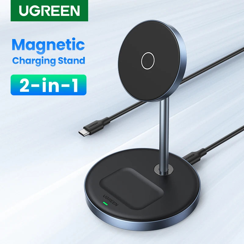 UGREEN Magnetic Wireless Charger Stand 7.5W 2-in-1 Charging Stand For iPhone 16 17 Pro Max/iPhone 14/AirPods Fast Charger
