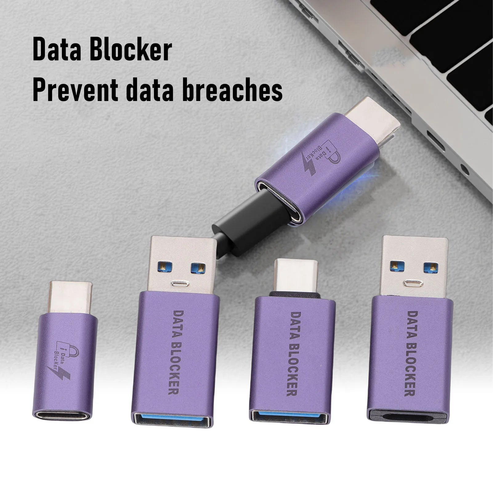 4 Pcs Data Blocker for Any USB Mobile Phone Quick Charging for Any USB Mobile Phone Quick Charging Data Blocking USB C Adapter