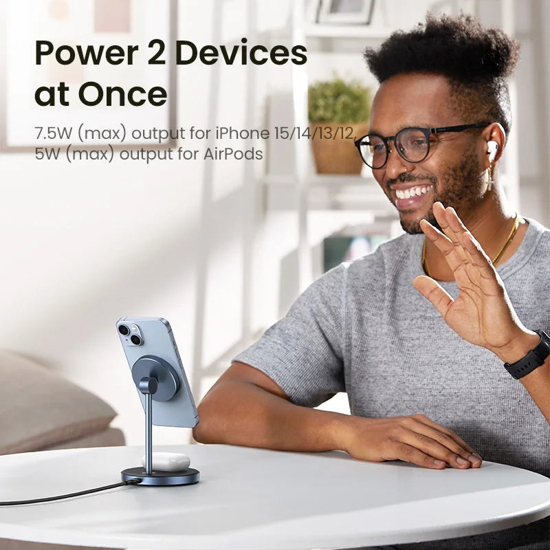 UGREEN Qi Magnetic Wireless Charger Stand Charging Holder For iPhone 16 15 Pro Max/AirPods Fast Charger MagSafe Charging
