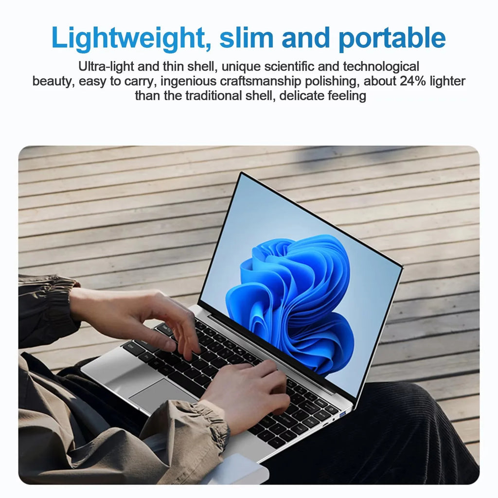 Ultra Slim Laptop 14.1" 16GB RAM 2TB SSD Intel N3700 Notebook Windows 11 Pro 1920*1080 Display Office Study Computer PC