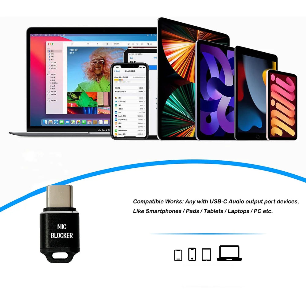 2024 New MIC Blocker Usb-c Mic Blocker Keep Conversations Private for Mobile Phones Tablets Laptops