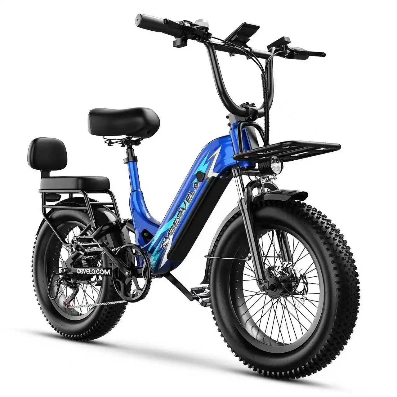 Cybervelo 1000W Peak Step-Thru Electric Bike for Adults 20" Fat Tire 7-Speed Commuter E-Bike Up to 80 Miles Long Range 48V 20Ah Removable Battery EK12 EK8