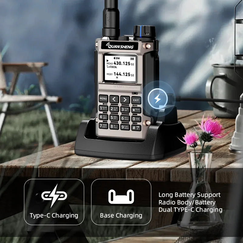 Quansheng UV-K1(8) Air Band Walkie Talkie 50-600MHz Full Band Receive UHF VHF Ham Radio Wireless Frequency Copy Type-C Charging