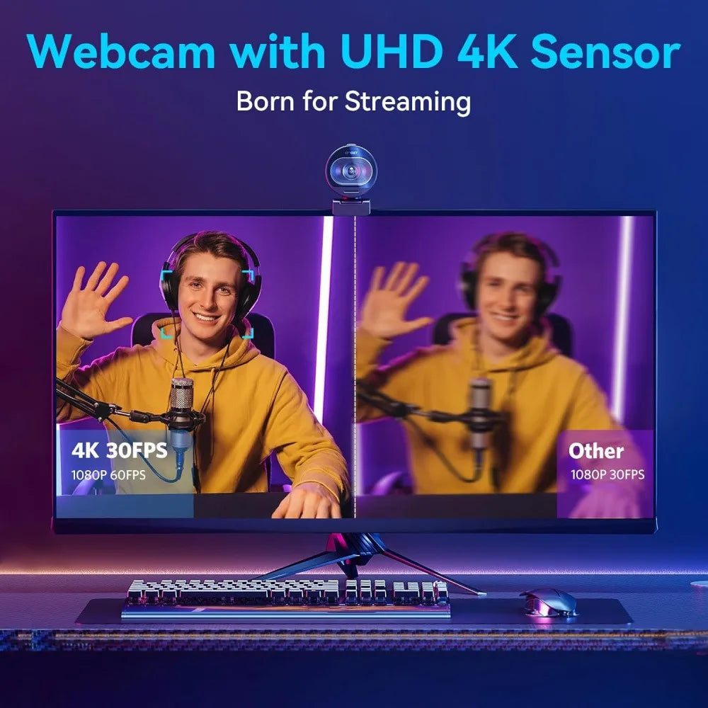 4K Streaming Web Camera 1080P 60FPS USB Camera Autofocus Living Stream Camera 73° FOV Streaming Camera New Webcam