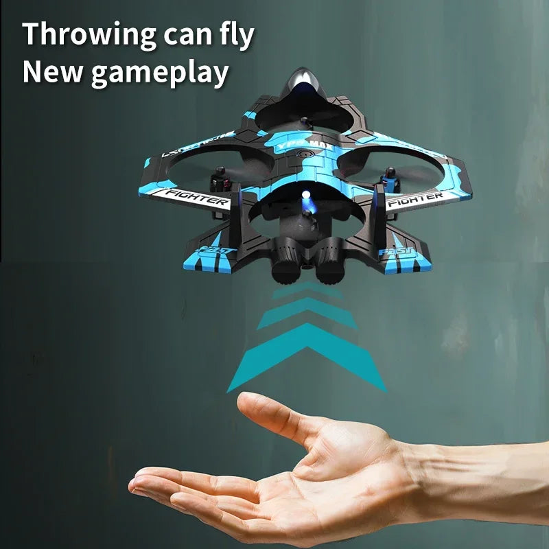 2025 New Fighter Quadcopter Drone Stunt Light RC Aircraft Four Channel Hovering Alta Altitude Rolling Special Effect ﻿