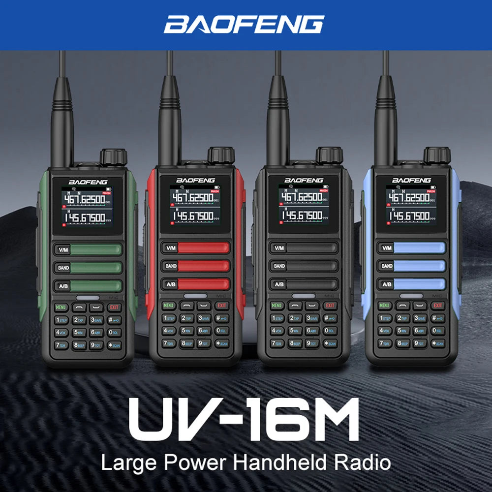 2Pack Baofeng 15W 50KM Waterproof Walkie Talkie 999CH AM FM 2-Way Radio Full Band LCD Screen Frequency Copy Noise Reduce UV16M