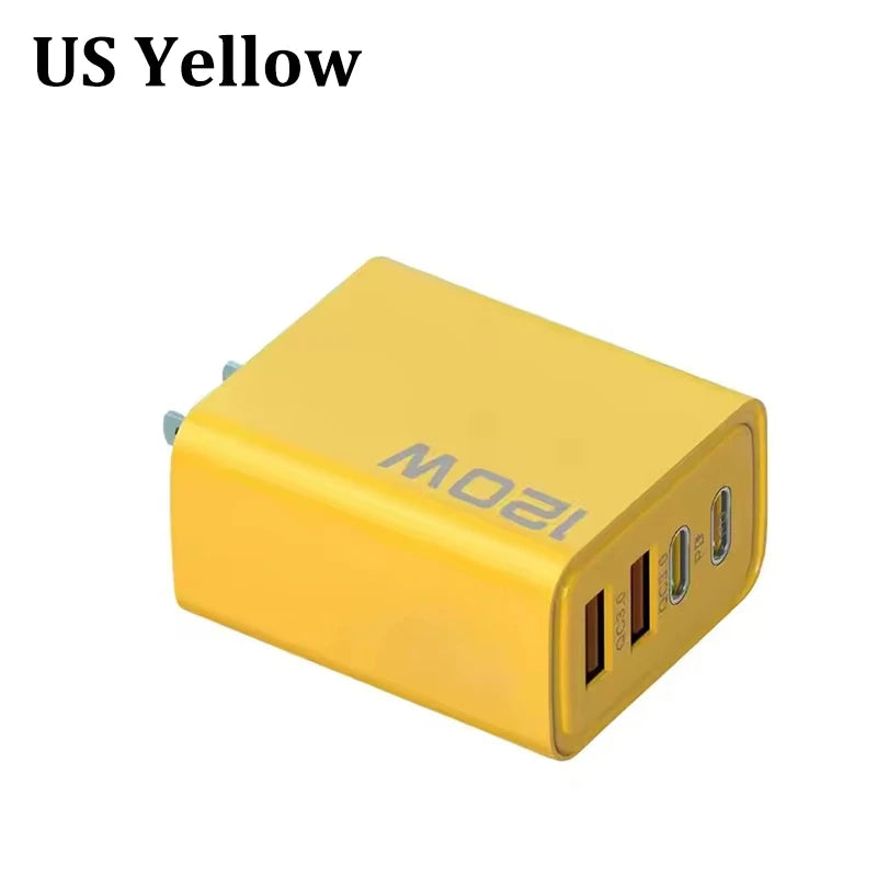 4 Ports 120W Charger Quick Charge 3.0 USB C PD Type C USB Phone Chargers Fast Charging Adapter For iPhone Samsung Xiaomi Huawei