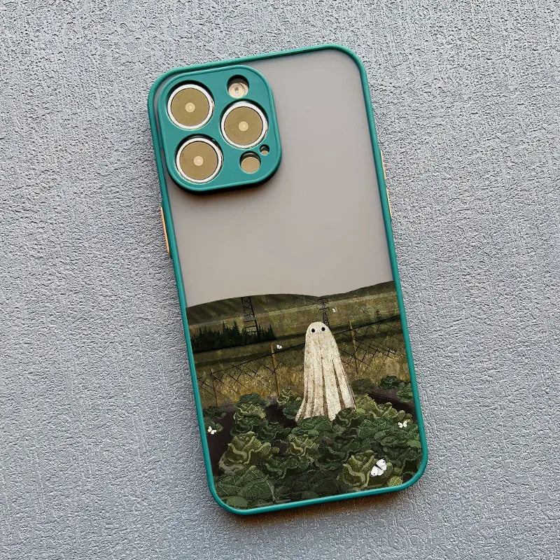 Case For iPhone 17 15 14 11 Pro Max 16 13 12 Mini Pro Max XS X XR 14 15 16 Plus Aesthetic Cute Ghost Art Shockproof Covers