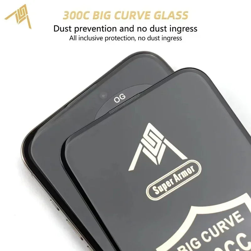 300CC Big Curve Tempered Glass For iPhone 15 14 13 16 17 Pro Max ESD Anti-Static Screen Protector For iPhone 11 12 PRO XR XS MAX