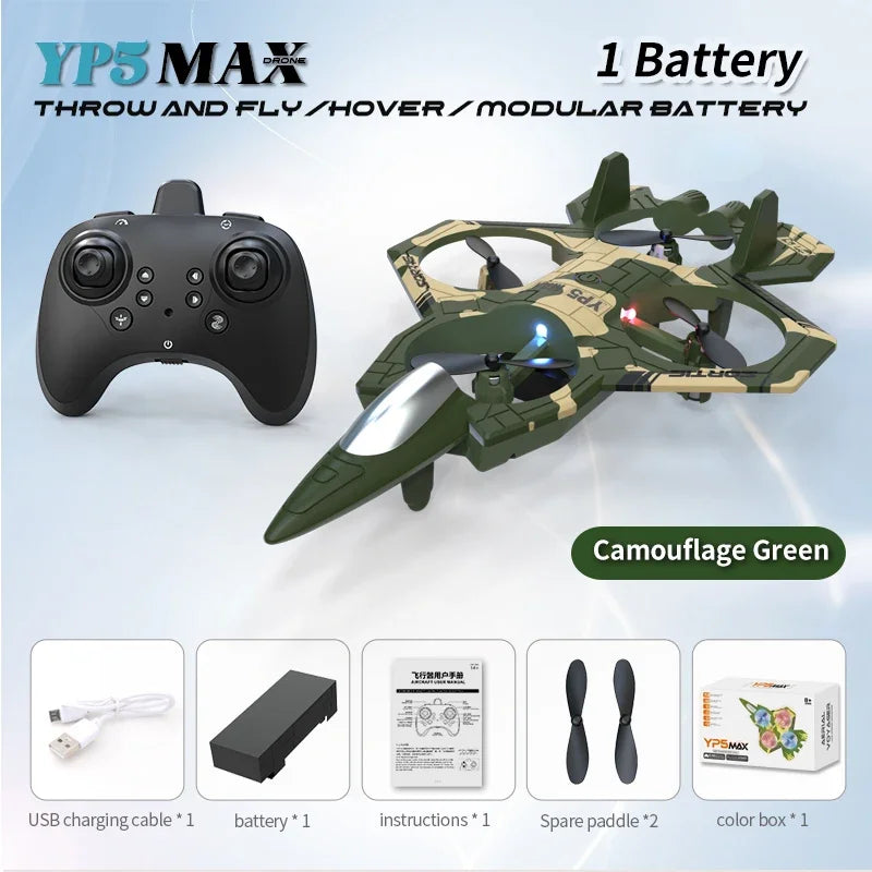 2025 New Fighter Quadcopter Drone Stunt Light RC Aircraft Four Channel Hovering Alta Altitude Rolling Special Effect ﻿