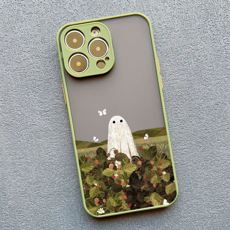 Case For iPhone 17 15 14 11 Pro Max 16 13 12 Mini Pro Max XS X XR 14 15 16 Plus Aesthetic Cute Ghost Art Shockproof Covers