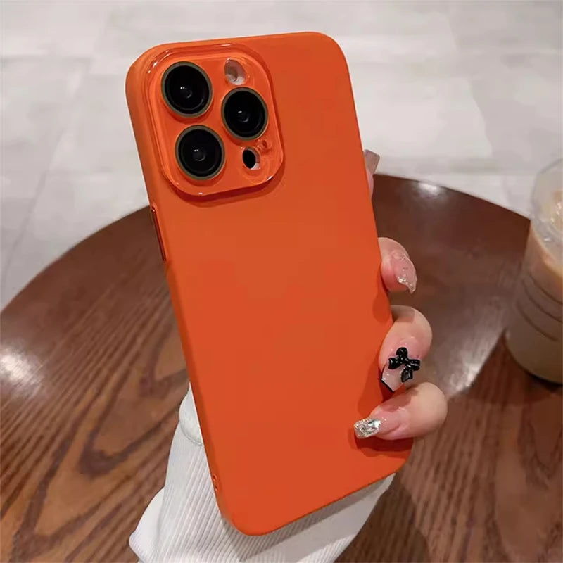 Simple Skin Friendly Matte Full Coverage Lens Protection Case For iPhone 16 15 14 13 12 11 Pro Max Plus Hard PC Shockproof Cover