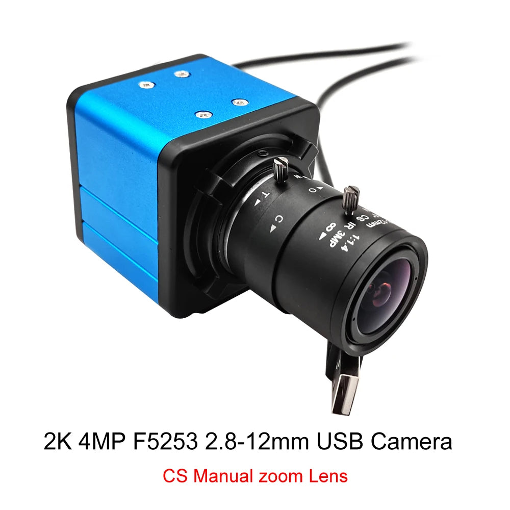 30fps Industrial 4K 8MP CCD IMX415 USB Webcam With 2.8-12mm/5-50mm Manual Zoom Lens 2K 4MP UVC OTG PC Video Camera For Computer