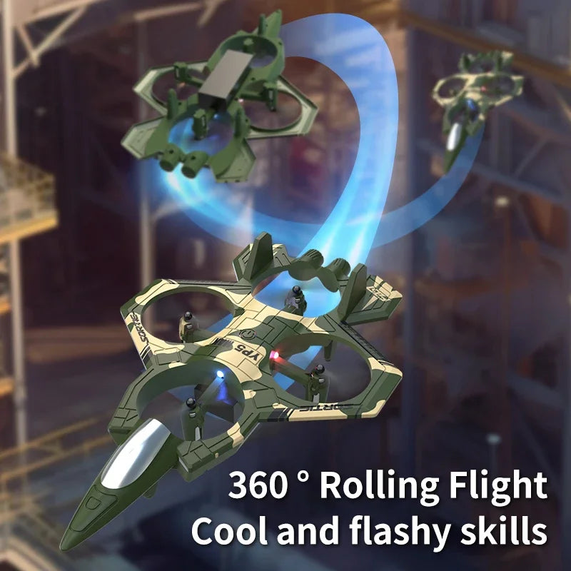 2025 New Fighter Quadcopter Drone Stunt Light RC Aircraft Four Channel Hovering Alta Altitude Rolling Special Effect ﻿